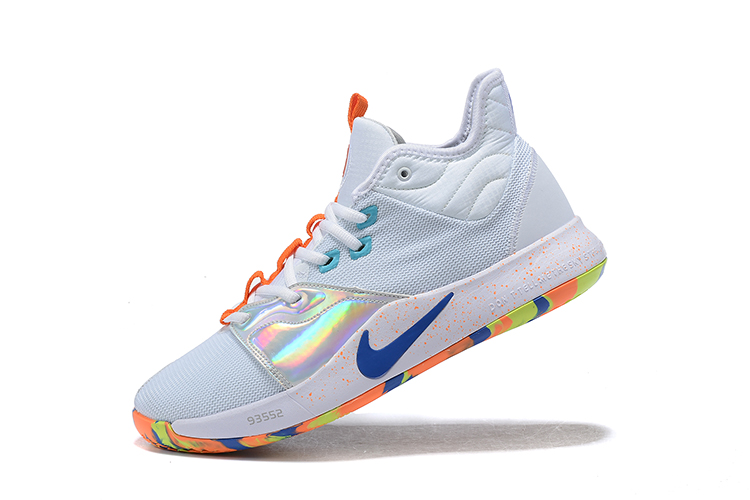 2019 Nike PG 3 Shoes Shine Silver Orange Blue - Click Image to Close